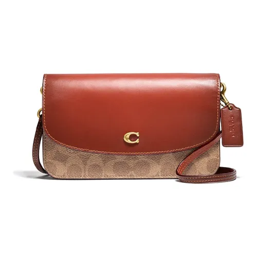 COACH Hayden Холст и Кожаная Сумка через плечо Сумка на плечо Маленькая Женская Латунь Ржавый Коричневый