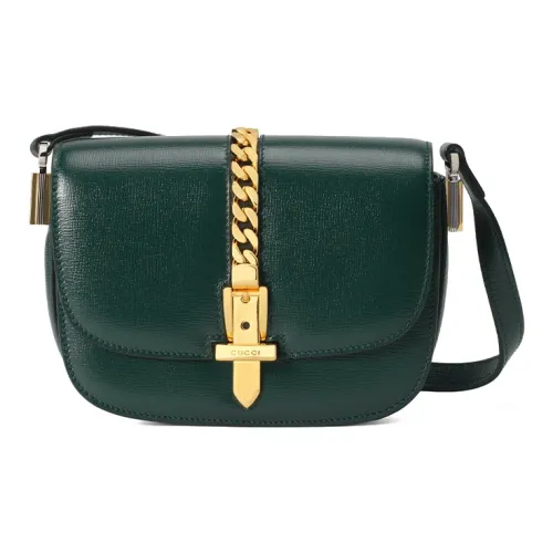 GUCCI Sylvie 1969 Кожа Плечевая сумка Женская Зеленая