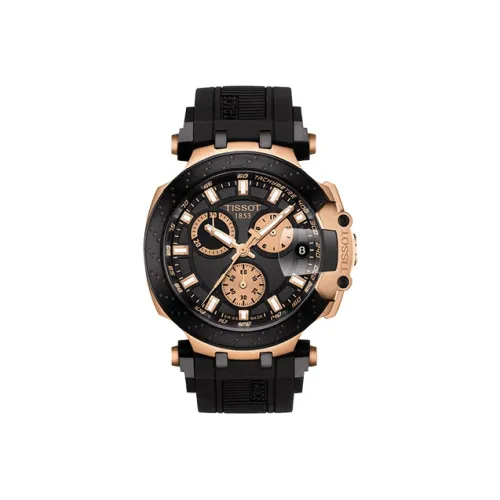 TISSOT Race Collection Кварцевый механизм Мужские часы Часы 43 мм Черный циферблат Корпус из нержавеющей стали Силиконовый ремешок