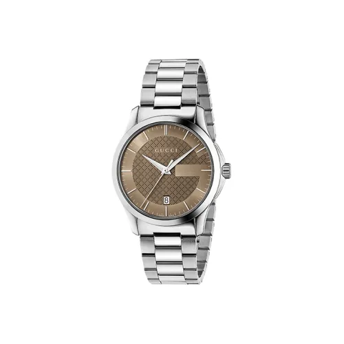 GUCCI G Timeless Collection Мужские часы Кварцевый механизм Ремешок из нержавеющей стали Циферблат цвета кофе