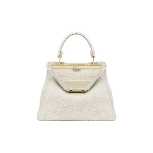 FENDI Peekaboo ISeeU Овчина Аккордеонная сумка Сумка через плечо Сумка среднего размера Women's White