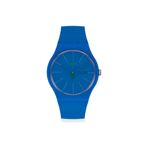 Swatch Quartz Механизм Унисекс Часы 41 мм Синий Циферблат Биоматериал Корпус Часов Биоматериал Ремешок