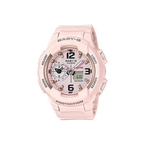 CASIO Малыш G Коллекция Кварцевый механизм Смольный ремешок Часы Женские Розовый циферблат Часы BGA 230SC 4B Человек