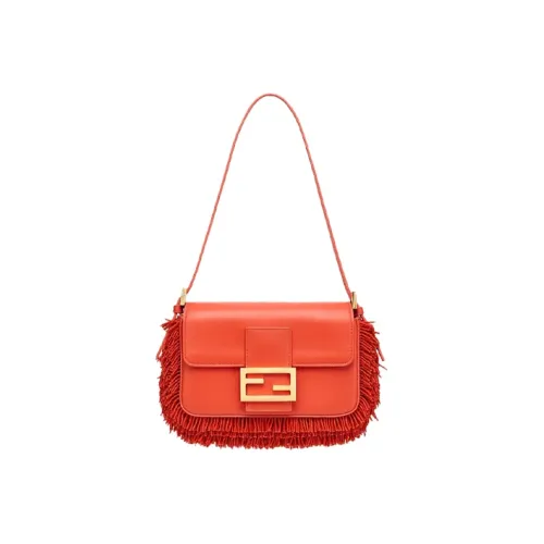 FENDI Baguette Напп Кожа Плечевая Сумка Сумка Мини Женская Красная