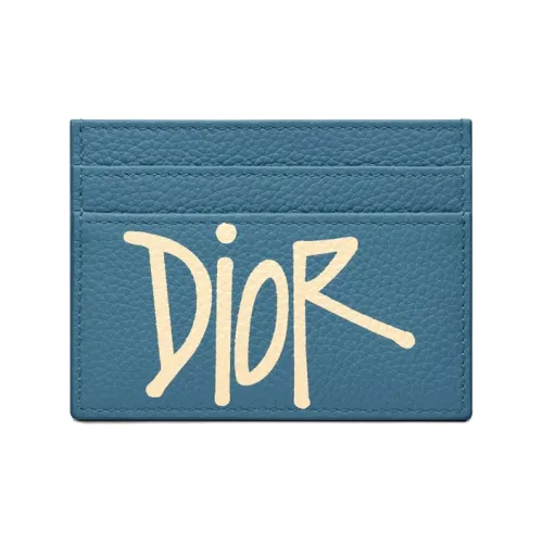 DIOR Коровья кожа Держатель для карт Унисекс Синий