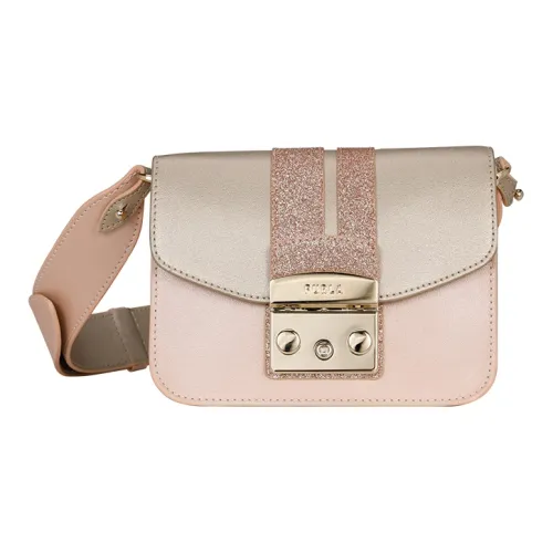 Furla Metropolis Collection Кожа Маленькая Коробка Сумка через плечо Мини Женская Розовая Серый