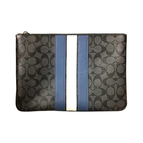 COACH PVC Запястье Клатч Большой Мужской Углеродный Черный