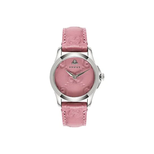 GUCCI G Timeless Collection Women's Watch Кварцевый механизм ремень из натуральной кожи розовый циферблат