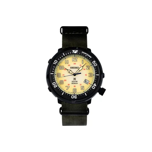 SEIKO Solar Кварц Механизм Nylon Ремешок Часы Женские Часы Желтый Циферблат Часов SBDJ029J1