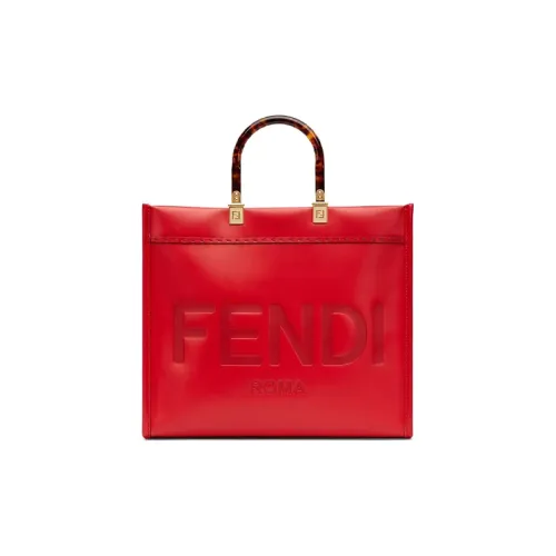 FENDI Sunshine Кожа Тоут Сумка Сумка для покупок Сумка через плечо Сумка среднего размера Женская Красная