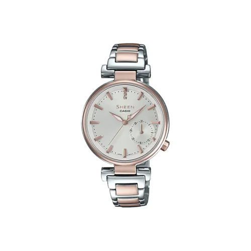 CASIO SHEEN Кварцевый механизм Часы Женские Серебристый циферблат