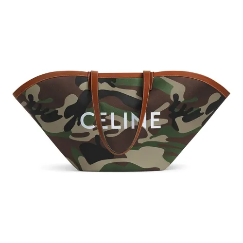 CELINE Couffin Текстиль с кожаными вставками Корзина Сумка Сумка Тоут Сумка Сумка для покупок Сумка через плечо Женская Камуфляж Хаки