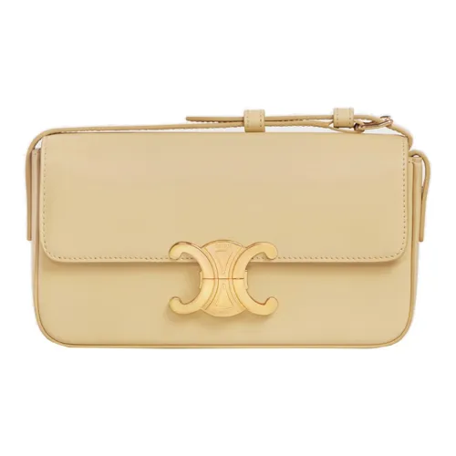 CELINE Claude Блестящая сумка из коровьей кожи сумка через плечо женская конфетного цвета светло-желтая