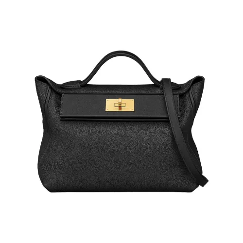 HERMES 24 24 Maurice Swift Телячья кожа Сумка Сумка через плечо Сумка через плечо Женская Черная