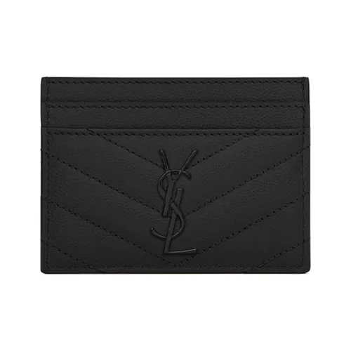 SAINT LAURENT Quilted Кожа Картхолдер Женские Черный
