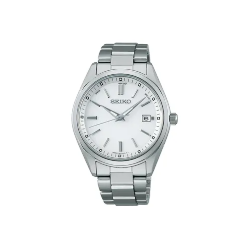 SEIKO Солнечный кварцевый механизм нержавеющая сталь ремешок мужские часы белый циферблат