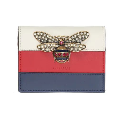GUCCI Queen Margaret Многоцветный Кожа Держатель для карт кошелек Стандартный Женский Красный Белый Синий