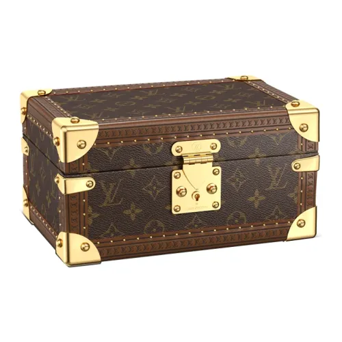 LOUIS VUITTON COFFRET TRESOR Холст Хранение Коробка Унисекс Коричневый Розовый Красный Подкладка