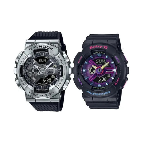 CASIO Парные часы Коллекция GM BA Коллекция Кварцевый механизм Часы Унисекс Черный циферблат GM 110 1A+BA 110TM 1AER