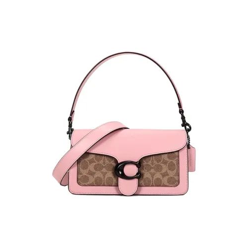 COACH Tabby PVC кожа Ручная сумка Сумка через плечо Сумка на плечо Женская Вишневый цветок Розовый Коричневый Монограмма