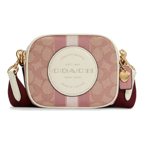 COACH Dempsey Pebble Кожа Camera Сумка Сумка через плечо Мини Женская Розовая