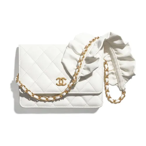 CHANEL WOC Овечья кожа Сумка через плечо Банан Держатель для карт Кошелек Женская Белая