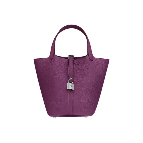 HERMES Picotin Lock Clemence Bullock Кожа Корзина Сумка Сумка 18 Женская P9 Anemone Анемона Пурпурный