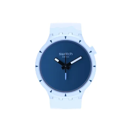 SWATCH Earth Series Кварцевый механизм Унисекс Часы 47 мм Синий циферблат Керамические корпуса Часы Силиконовый ремешок