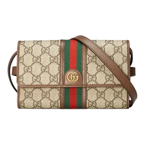 GUCCI Ophidia Кожаная отделка с холстом сумка через плечо мини унисекс цвет эбеновое дерево