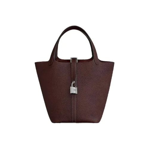 HERMES Picotin Lock Clemence Bullock Кожа Корзинка-сумка Сумка-ведро Сумка 18 Женские 0G Руж Sellier Седло Красный