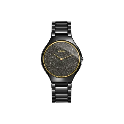 RADO True Thinline Collection Кварцевый механизм Женские часы 39 мм Черный циферблат Керамические корпуса Керамический ремешок