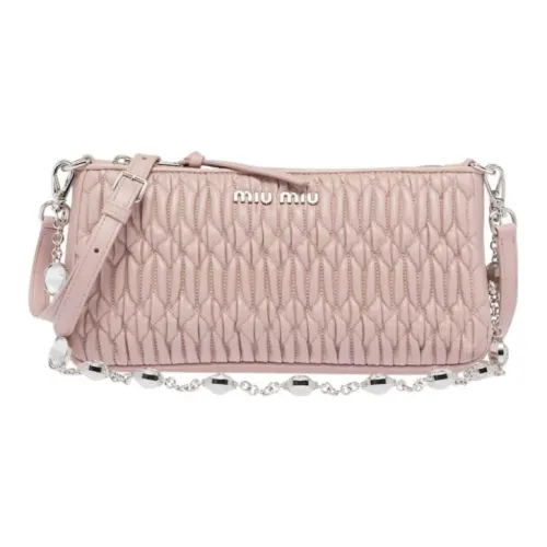 MIU MIU Matelassé Овчина Плиссированный Сумка через плечо Мини Женские Яичный белый Каменный цвет