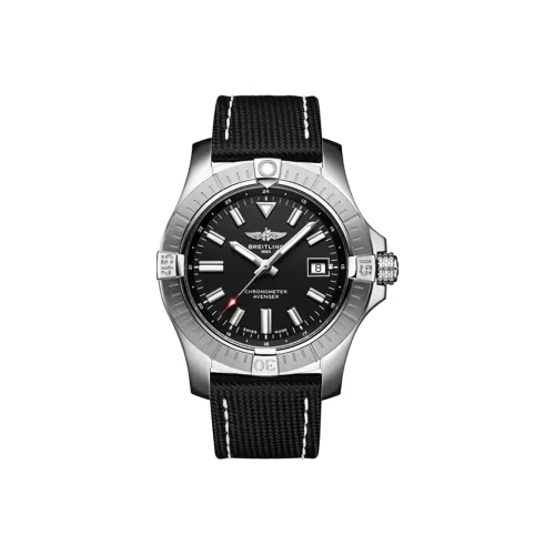 BREITLING Avenger Автоматический Механический Часы Мужские 43 мм Черный Циферблат Корпус из Нержавеющей Стали Кожаный Ремешок