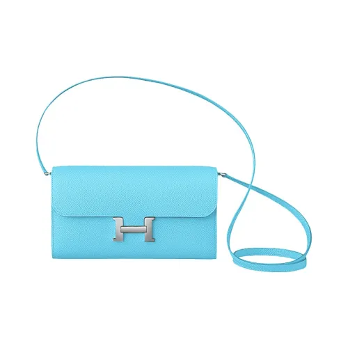 HERMES Constance To Go Epsom Телячья кожа Клатч Кошелек Сумка через плечо Женские 3P BLEU Atoll Макарон Синий