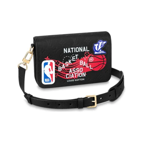LOUIS VUITTON NBA Collaboration Коровья кожа Курьерская сумка Ручная сумка через плечо Сумка через плечо Мужская Черная