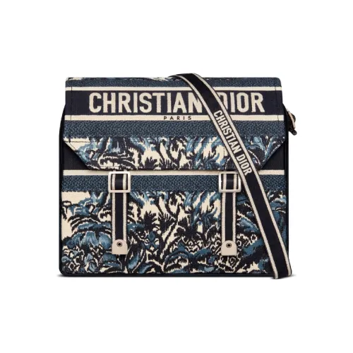 DIOR DiorCamp Вышивка Холст Ткань Курьерская Сумка Сумка через плечо Стандартная Женская Синяя