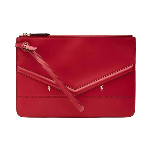 FENDI Клатч из коровьей кожи женский красный