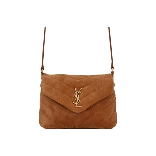 SAINT LAURENT LOULOU Quilted кожа через плечо мини сумка для женщин цвет корица