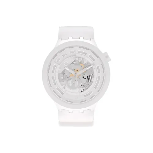 Swatch Quartz Механизм Унисекс Часы 47 мм 47*11,75 мм Черепный циферблат Ботаническая керамика Чехлы для часов Силиконовый ремешок SB03W100
