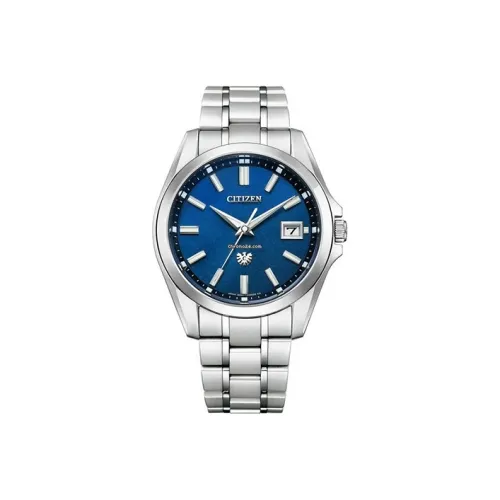 CITIZEN Кварцевый механизм Титан Ремешок Часы Мужские Циферблат Синий AQ4091 56L