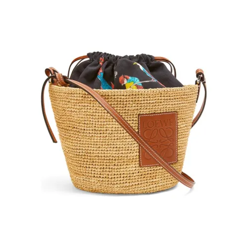 LOEWE Anagram Рафия Волокно Коровья Кожа Сумка через плечо Отпуск Сумка Женская Коричневая