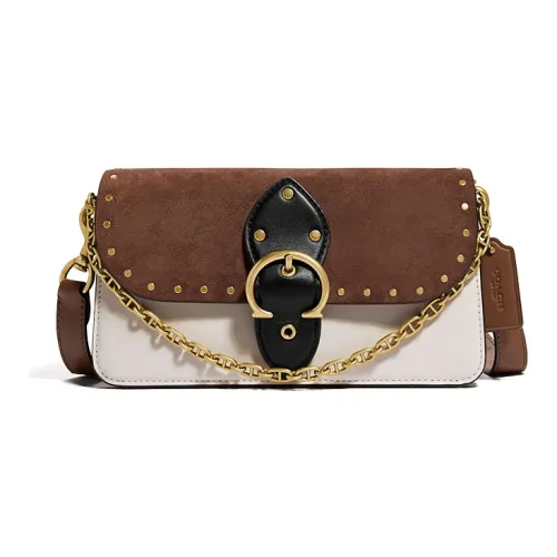 COACH Beat Кожа Портативная Сумка через плечо Сумка на плечо Женская Винтажный хаки Многоцветный