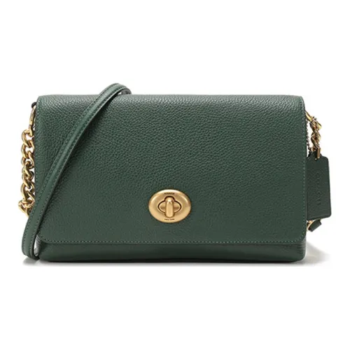 COACH Crosstown Кожа Плечевая Сумка Средняя Женская Темно-Зеленая