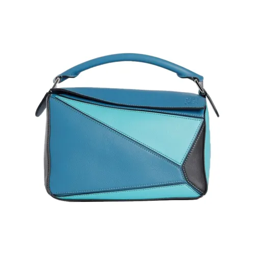 LOEWE Пазл Коровья кожа Геометрический Пазл Сумка Портативная Сумка через плечо Мини Женская Синий Candy Color