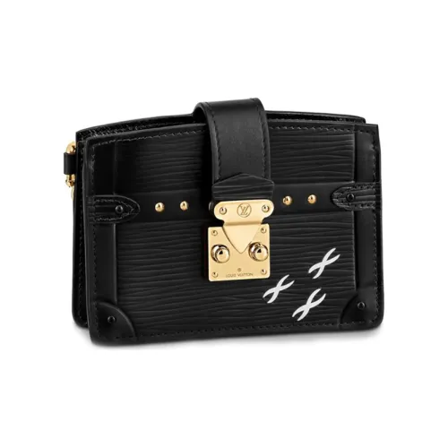 LOUIS VUITTON Основная часть Коровья кожа Мягкая Коробка Маленькая квадратная сумка Держатель для карт Женские Черный