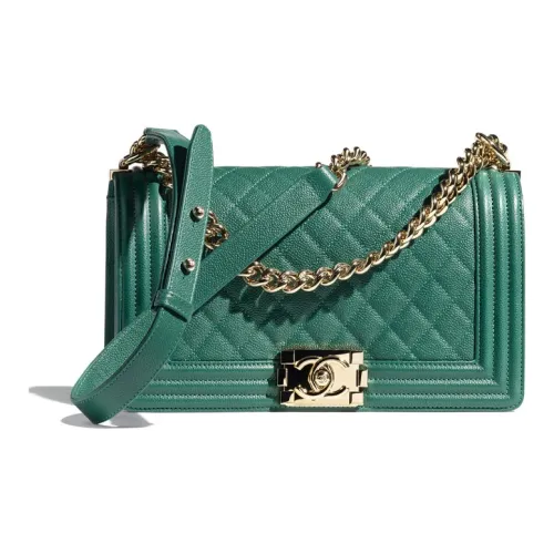 CHANEL LEBOY Икорная коровья кожа сумка через плечо женская зеленая