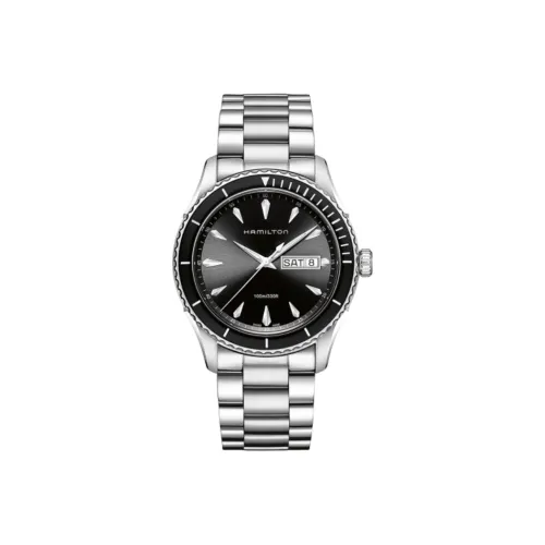 HAMILTON Jazz Series Кварцевый механизм Мужские часы Часы 42 мм Черный циферблат Корпус из нержавеющей стали Ремешок из нержавеющей стали
