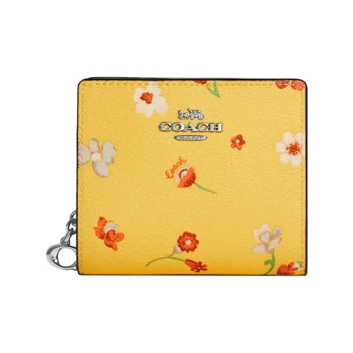 COACH Snap Wallet Кожаный держатель для карт кошелек женский желтый