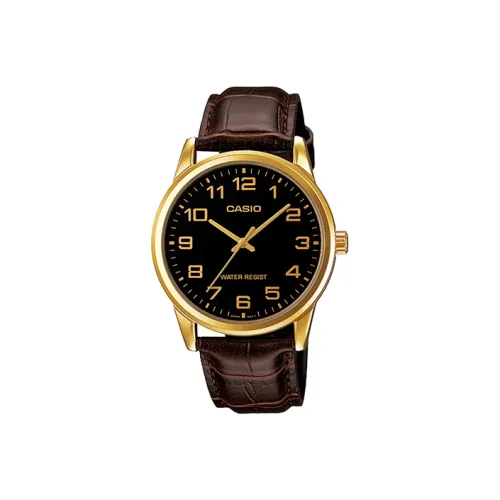 CASIO DRESS Collection Кварцевый механизм Кожаный ремешок Часы Мужские Черный циферблат