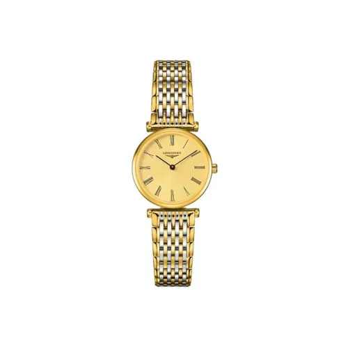 LONGINES Jialan Collection Кварцевый механизм Женские часы Золотой циферблат PVD покрытие Корпус часов Нержавеющая сталь Ремешок